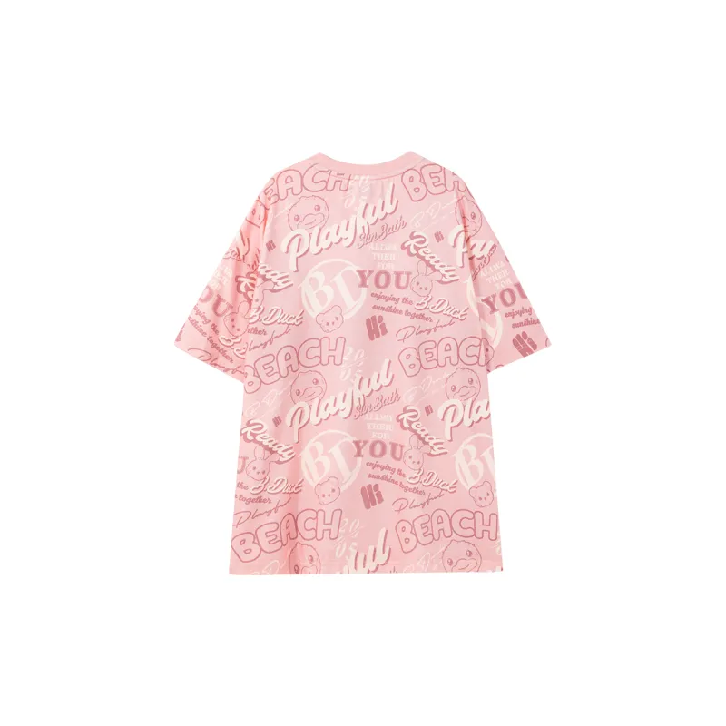 B.Duck T Shirt Women's Pink All Over Print-1