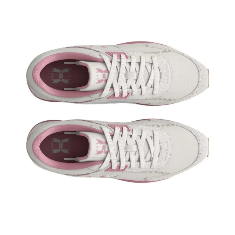 Under Armour Essential  Wear resistant And Lightweight Low Top Casual Shoes Women's White Pink-3