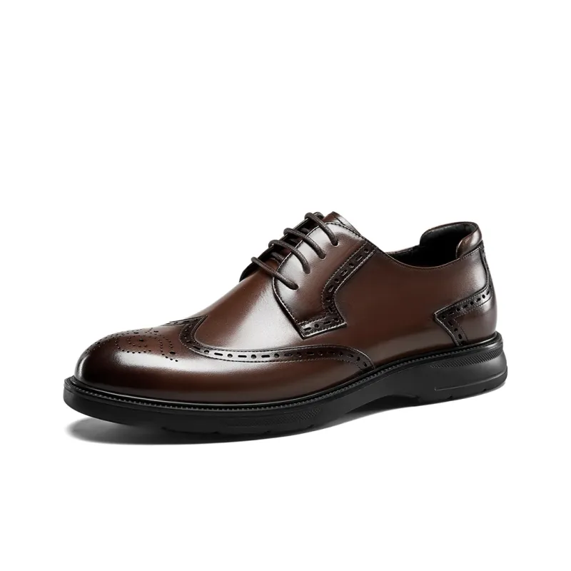 YEARCON Dress Shoes Men Low Top Brown-5