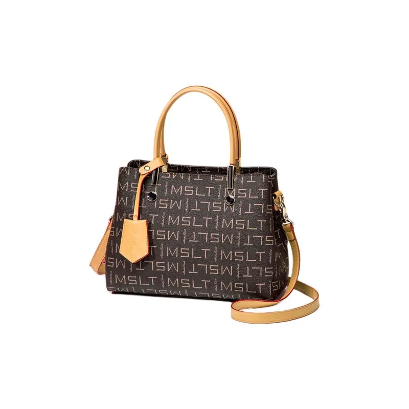 MashaLanti PVC Shoulder Bag Crossbody Bag Handbag Medium Size Women's Coffee & Apricot/Coffee & Red-1