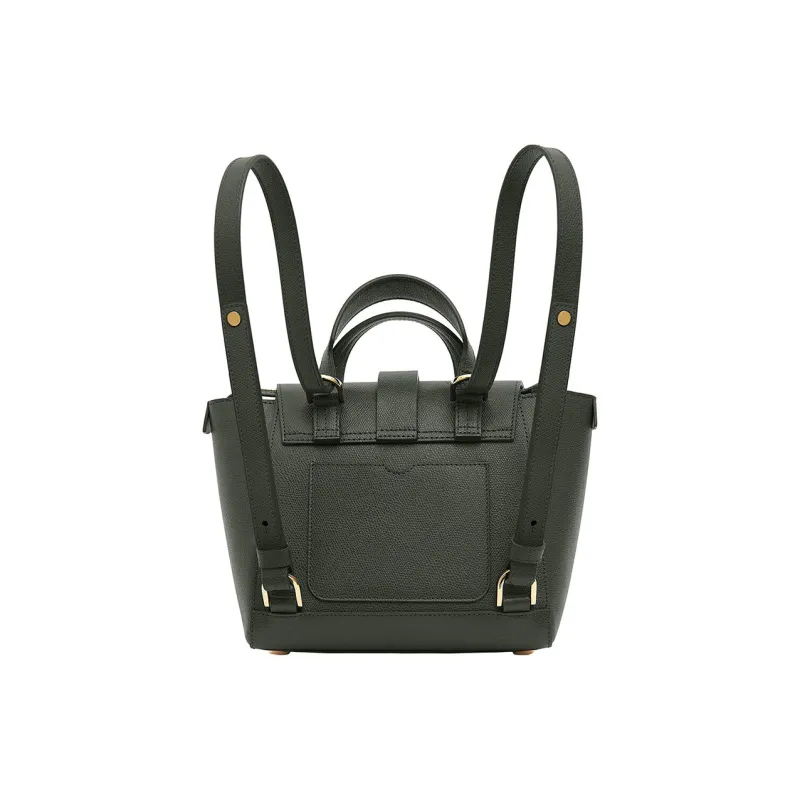SENREVE Litchi Grain Top Grain Cow Leather Shoulder Bag Handheld Backpack Trumpets Unisex Forest Green-1