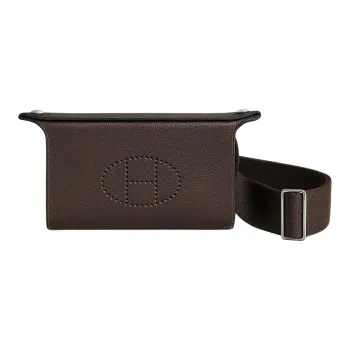 HERMES Videpoches Wooly Canvas With Barenia Faubourg Calfskin Crossbody Bag, Shoulder Bag Men's