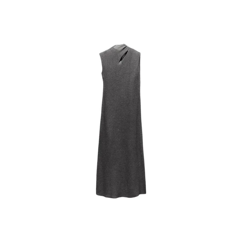 ZARA Sleeveless Dress Women's Zebra Print Gray-1