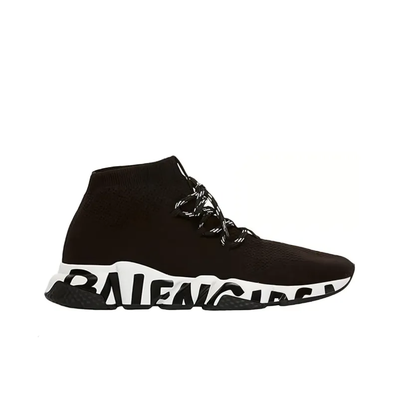 Balenciaga Speed Lace Up Graffiti Black White-1