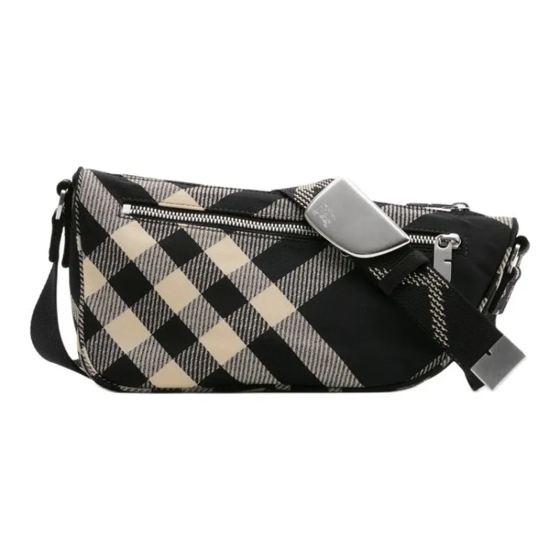 Burberry Shield Cotton With Polyester Shoulder Bag, Crossbody Bag Small Size Men's Black-2