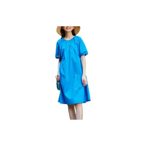 Asuka and new sake Short-Sleeved Dresses Women's Cobalt Blue CH11