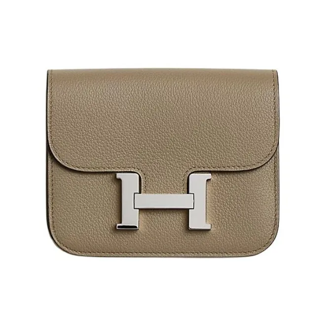 HERMES Constance Slim Evercolor Calfskin Fanny Pack Handheld Wallet Women's Malafa Beige-0