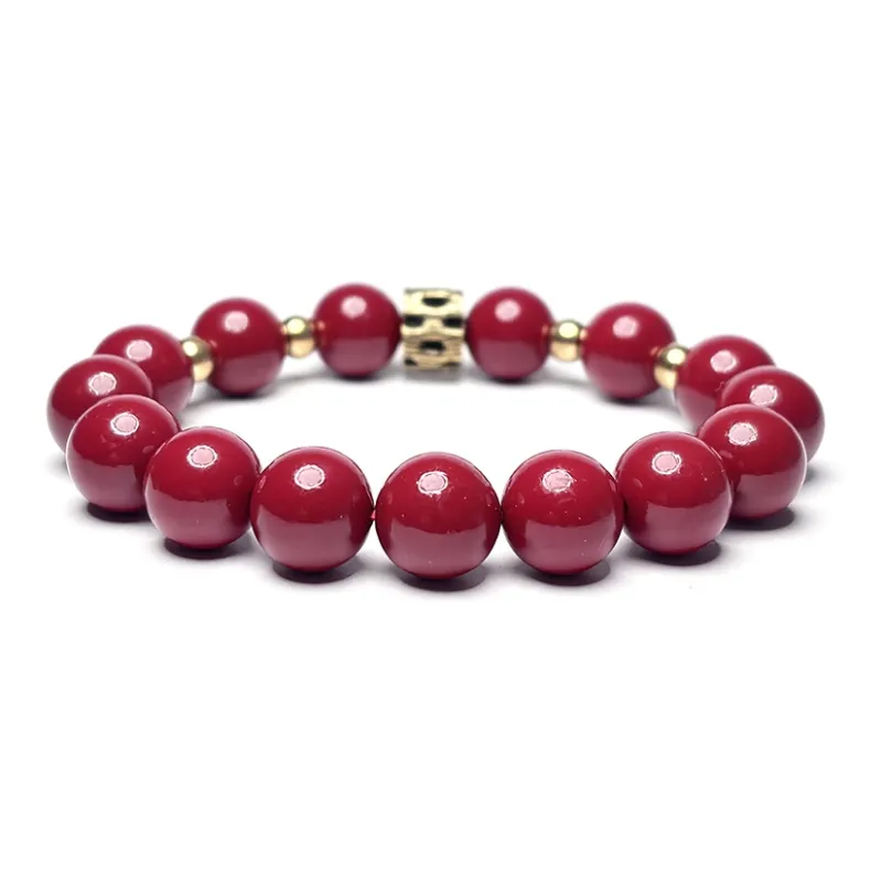 MOUNTAINS AND MANS Reconstructed Cinnabar Auspicious Fortune Beaded Bracelet Unisex-1