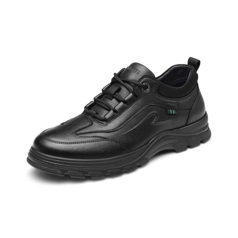 Strongman 3515 Men's Genuine Leather Sports Casual Shoes Black Everyday Commute Lightweight Unlined Shoes-1