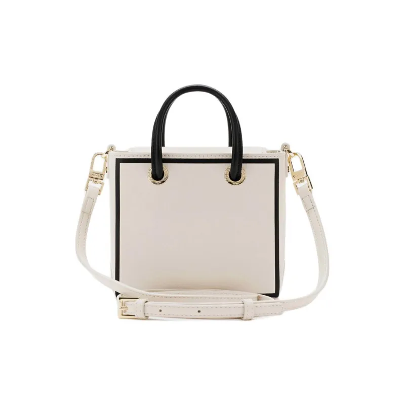 Elisabetta Franchi Polyester Blend With Polyurethane Shoulder Bag Crossbody Bag Handbag Women's Cream & Black-2