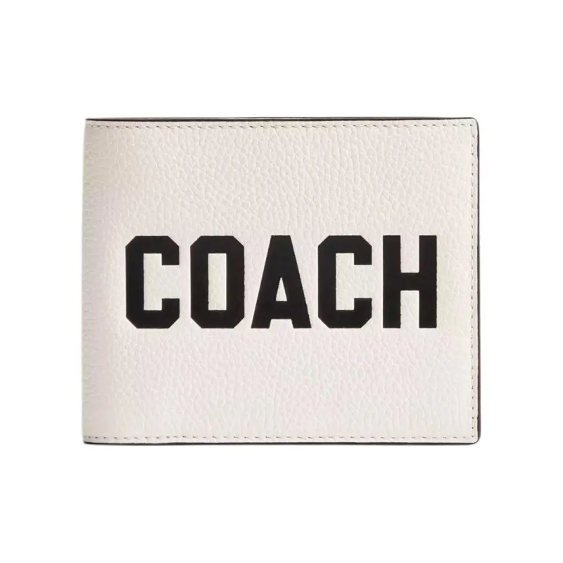 COACH 3 IN 1 Wallet Glossy Pebbled Leather Wallet Mini Unisex White-0