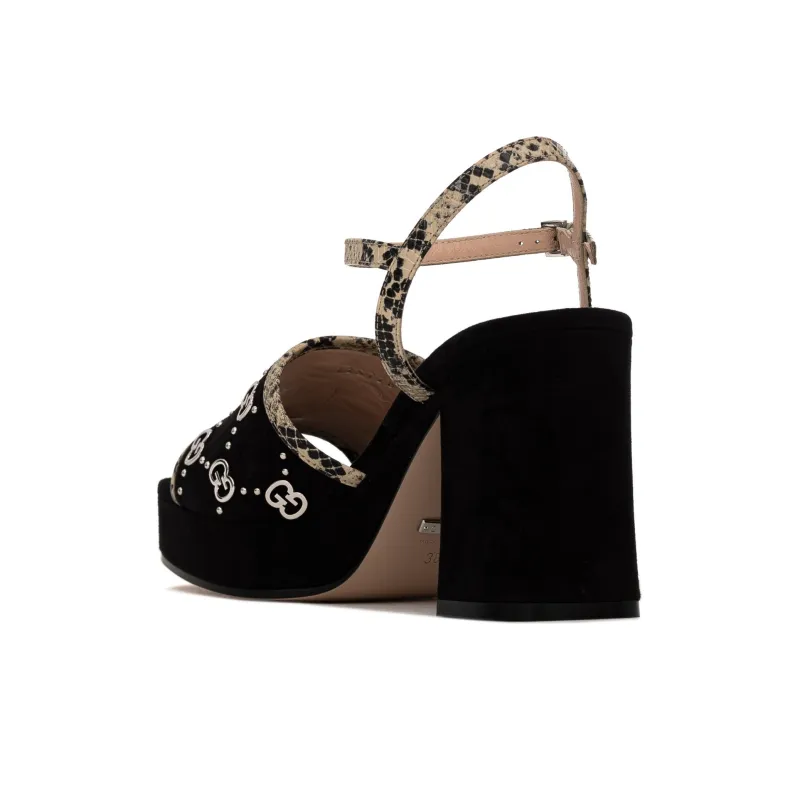 GUCCI 60mm Gg Suede Sandal Black Women's-3