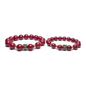 MOUNTAINS AND MANS Reconstructed Cinnabar Auspicious Fortune Beaded Bracelet Unisex