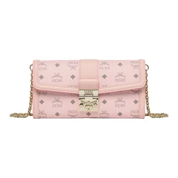MCM Tracy Visetos Leather Crossbody Bag Women's Light Mist Pink