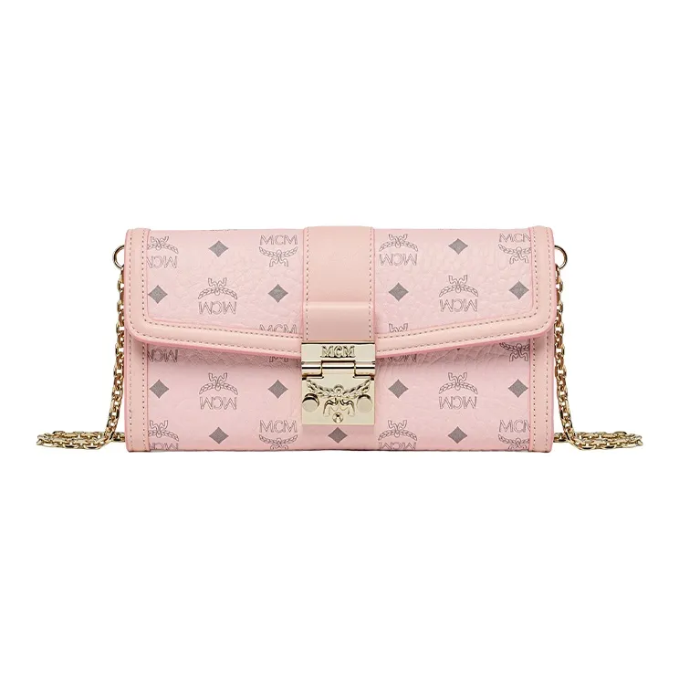 MCM Tracy Visetos Leather Crossbody Bag Women's Light Mist Pink-0