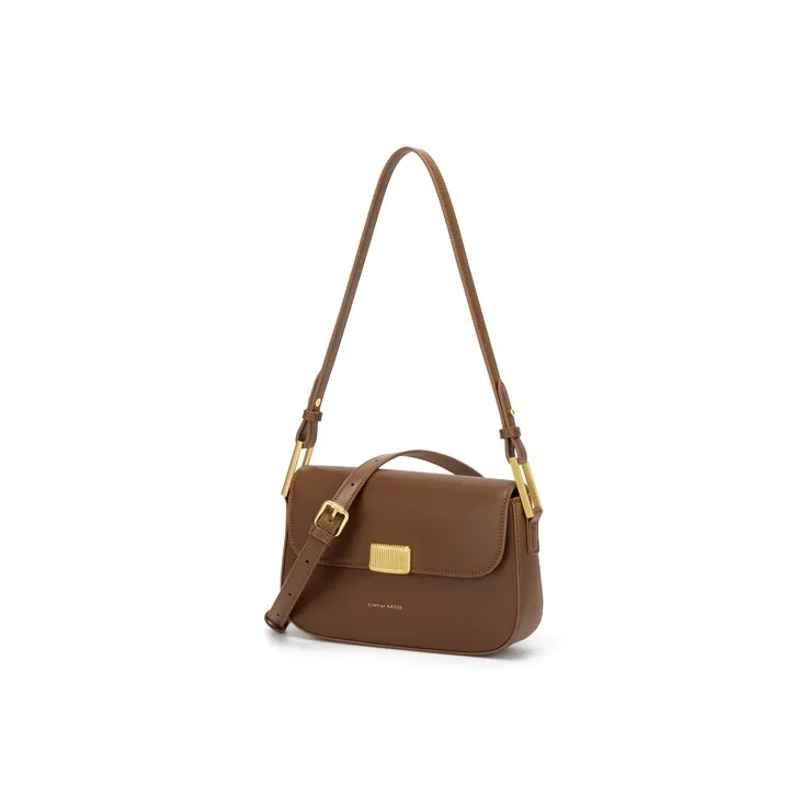 CinvaiKrose Cow Leather With Synthetic Leather Shoulder Bag, Crossbody Bag Trumpets Women's Brown/Ecru/Black-1