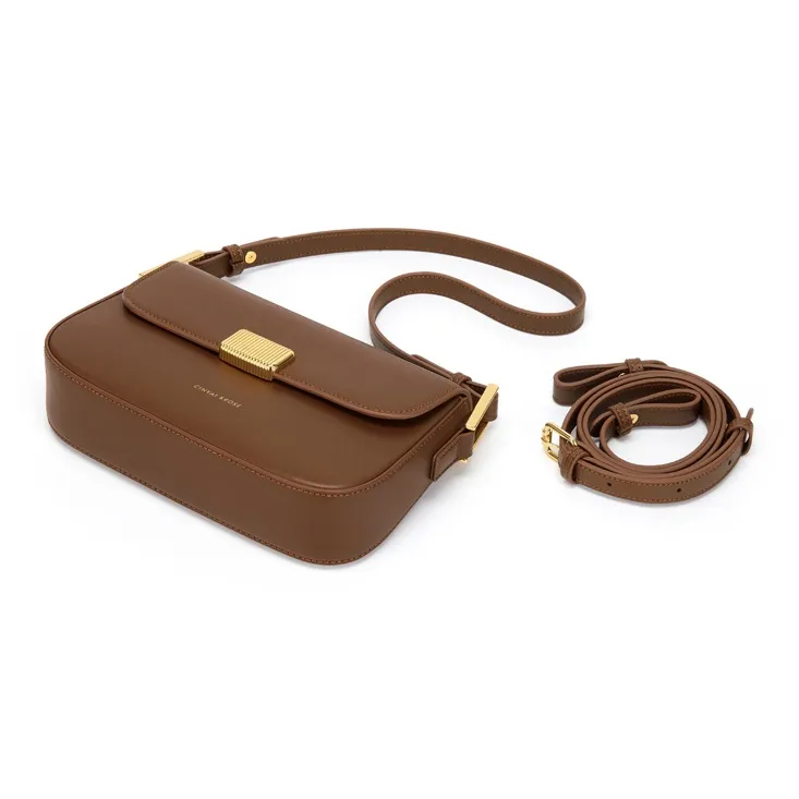 CinvaiKrose Cow Leather With Synthetic Leather Shoulder Bag, Crossbody Bag Trumpets Women's Brown/Ecru/Black-2