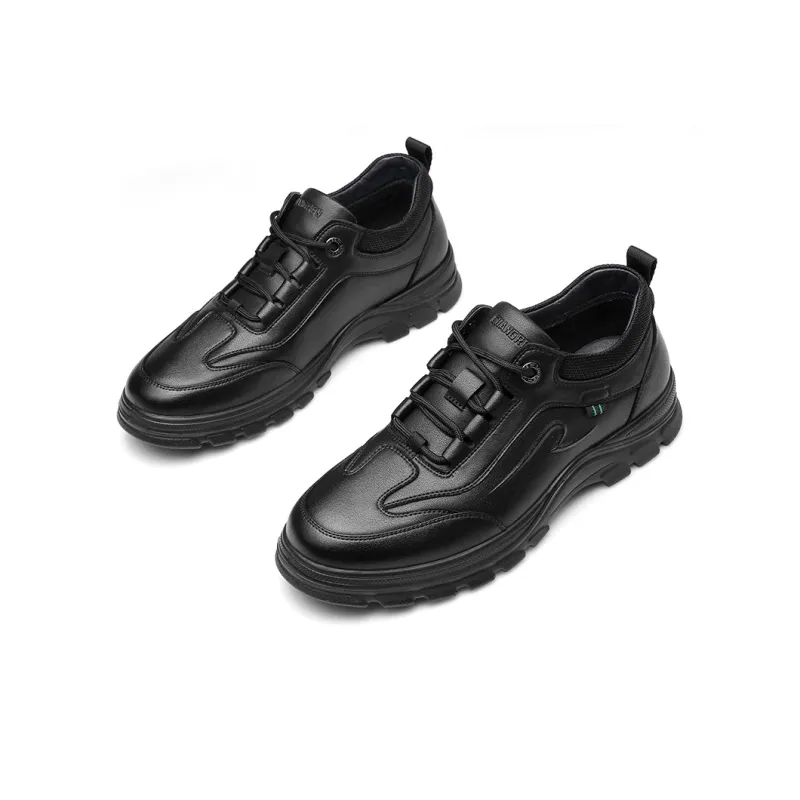 Strongman 3515 Men's Genuine Leather Sports Casual Shoes Black Everyday Commute Lightweight Unlined Shoes-3