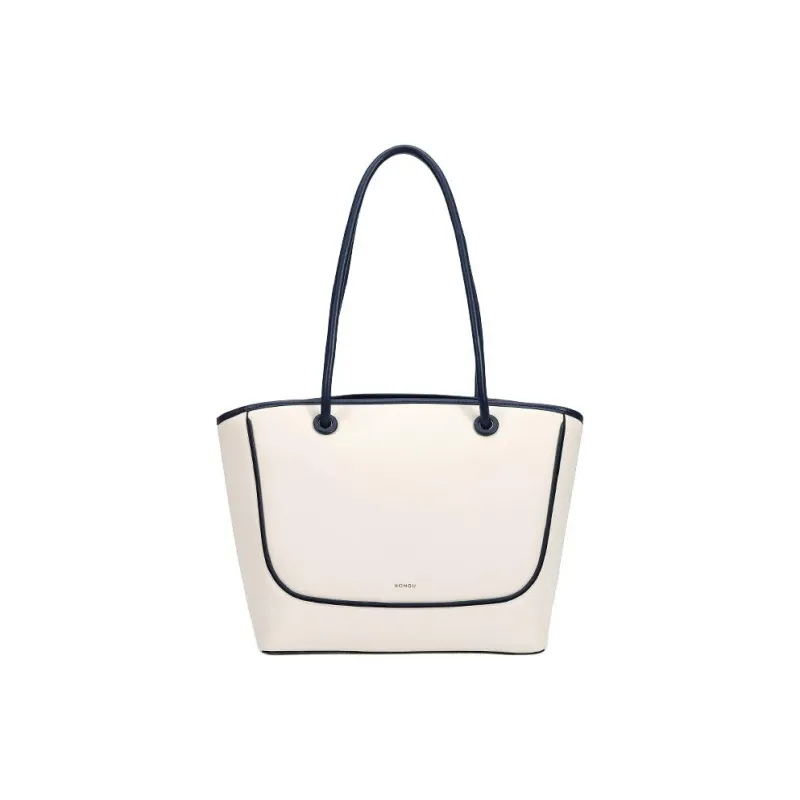 HONGU Cow Leather Tote Bag, Shopping Bag, Shoulder Bag, Handbag Tubas Women's White & Blue-0