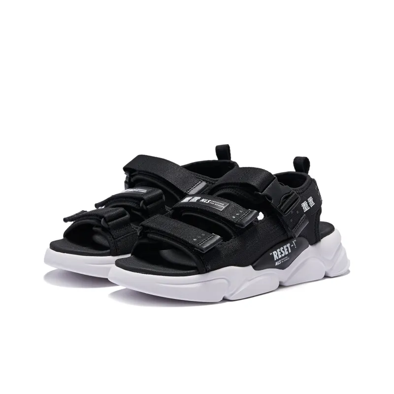 QIAODAN Beach Sandals Men's Black White-2