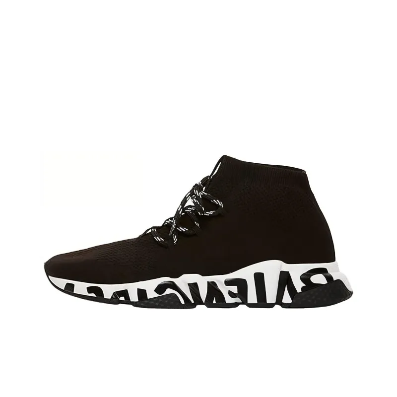 Balenciaga Speed Lace Up Graffiti Black White-0
