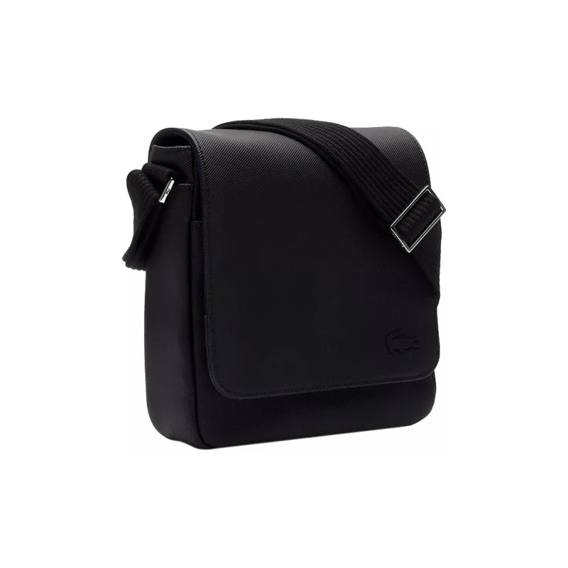 LACOSTE PU Crossbody Bag, Shoulder Bag Regular Men's Black-1
