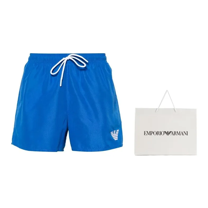 EMPORIO ARMANI Logo Embroidered Drawstring Swimming Shorts-2