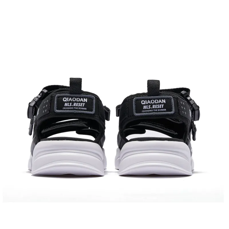 QIAODAN Beach Sandals Men's Black White-4