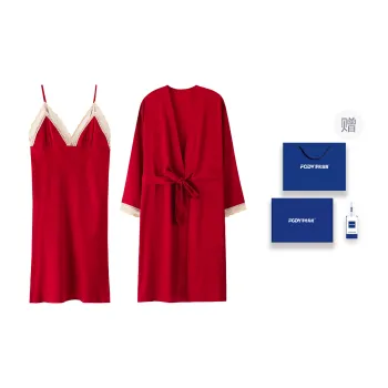 Floating Light Islands Pajama Gift Boxes Women's Two-Piece Set Red