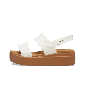 Crocs Brooklyn Woven Wedge Sandals 'White Brown' Women's