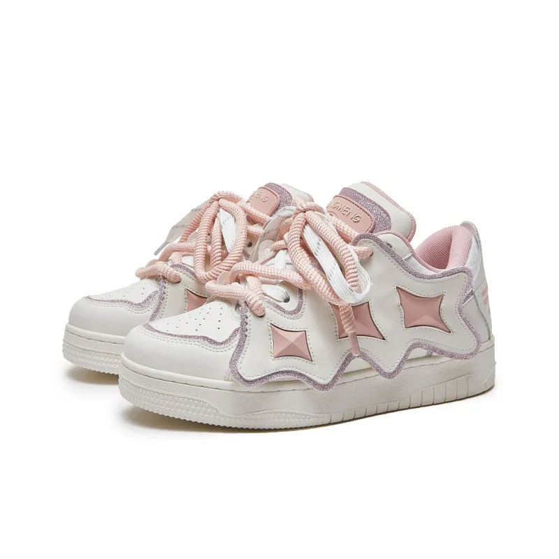 Hong Kong Meng Skateboard Shoes Unisex Low Top White/Pink-7
