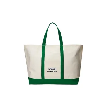 Polo Ralph Lauren Cotton Handbag Unisex Hill Green With Cream