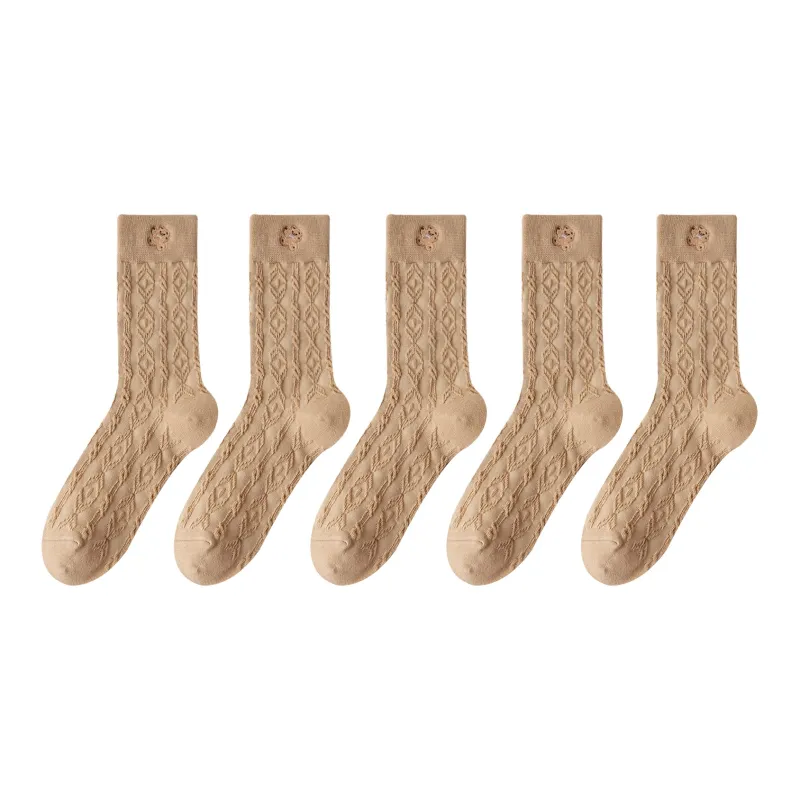 XXLLG Mid Calf Socks Women's 5 Pack-12