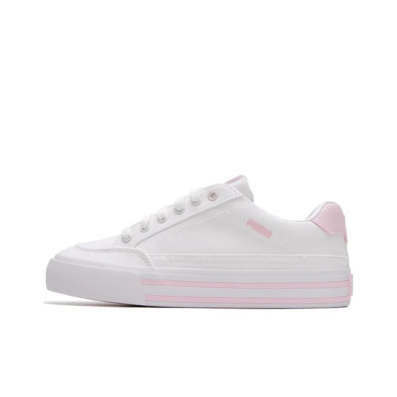 PUMA Court Classic Slip-Resistant Cushioning Low-Top Skateboard Shoes Unisex White Pink-0