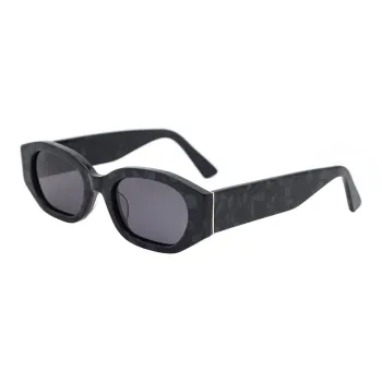 Pair Ponyo Plate Frame Square Sunglasses Unisex Gray Brown
