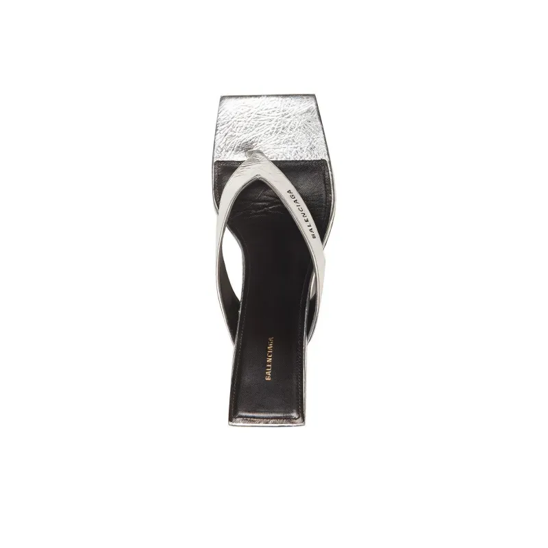 Balenciaga Double Square Sandals Silver Women's-4