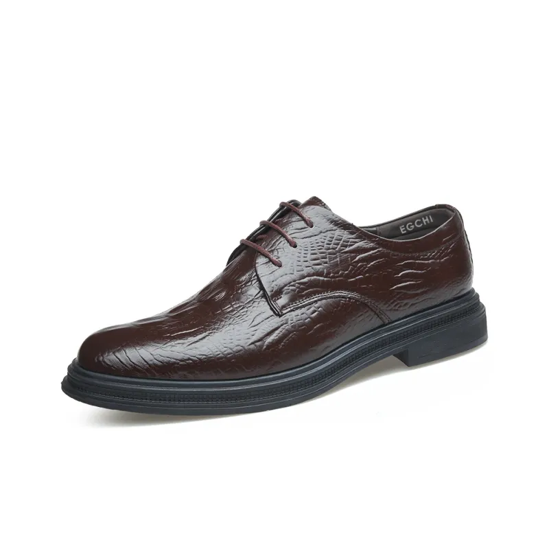 EGCHI Dress Shoes Men Low Top Black/Brown-4