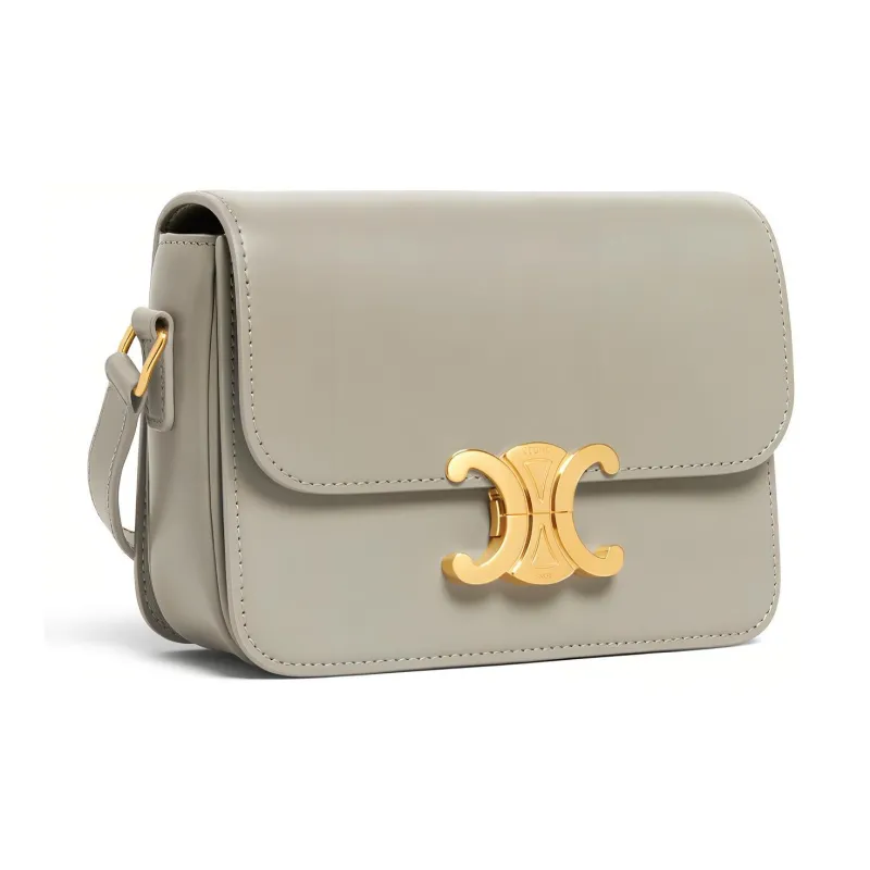 CELINE Triomphe Shiny Cow Leather Shoulder Bag Crossbody Bag Handbag Shoulder Bag Women's Gray Green-1