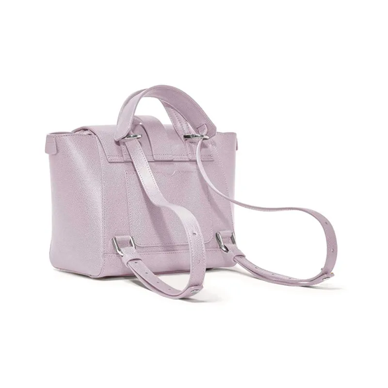 SENREVE Litchi Grain Top Grain Cow Leather Handheld Backpack Crossbody Bag Small Size Unisex Lavender-1