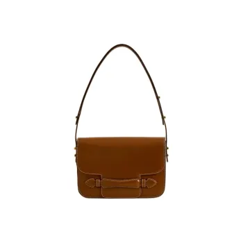 MARK CROSS Calfskin Handbag Shoulder Bag Women's Brown