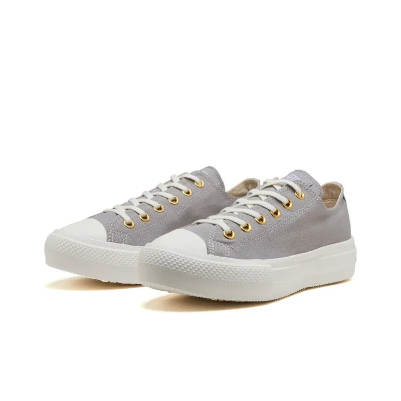Converse All Star Light Plts Ge O Abrasion Resistant Breathable Low Top Canvas Shoes Women's Gray Japan Version-1