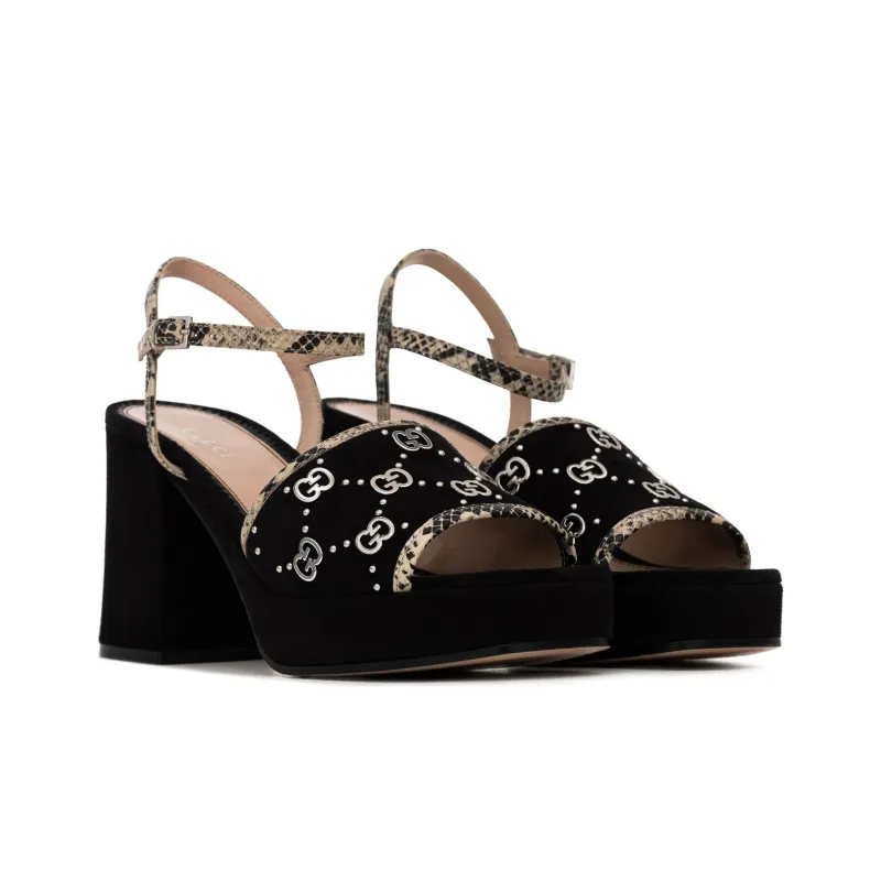 GUCCI 60mm Gg Suede Sandal Black Women's-2