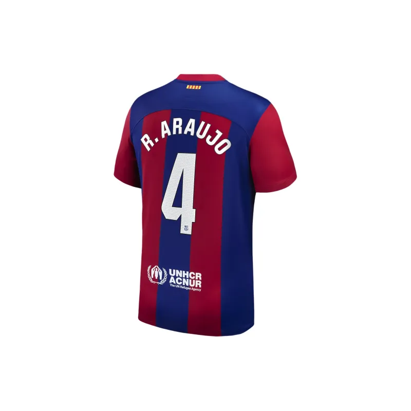 Nike Ronald Araujo Barcelona 2023/24 Stadium Home T-Shirt Men's Blue Red-1