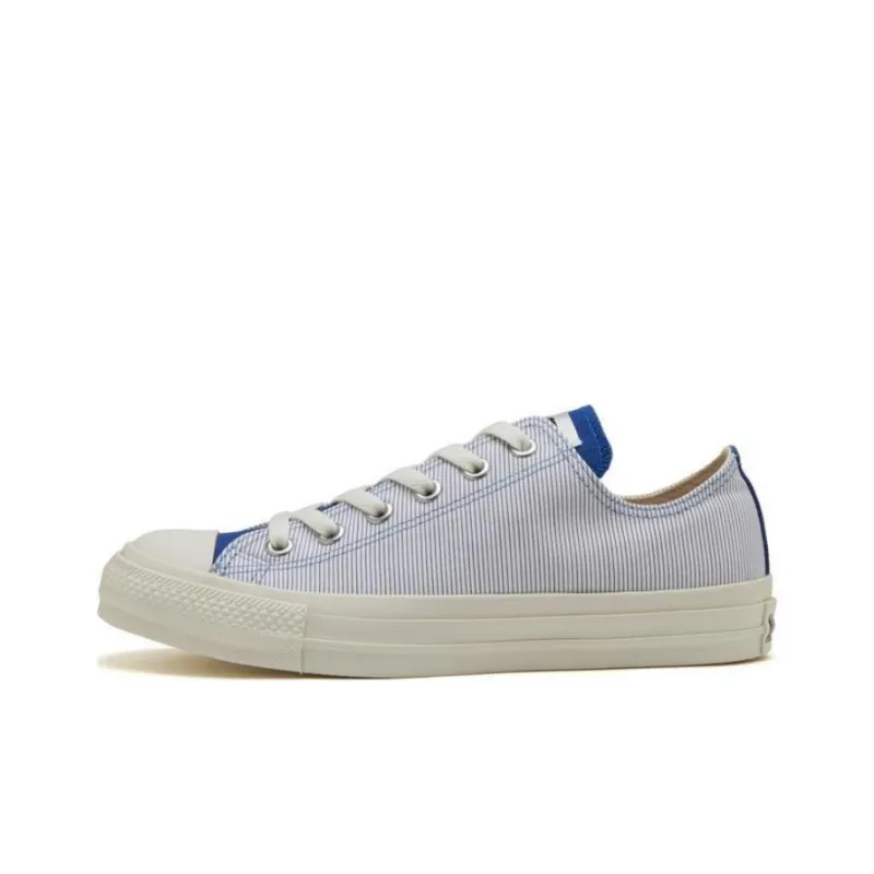 Converse All Star Anti Slip Wear Resistant Low Top Canvas Shoes Unisex White Blue Japan Version-0