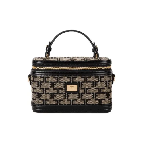 Elisabetta Franchi Cotton Travel Cosmetic Bag Women's Licorice/Black