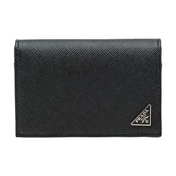 PRADA Leather Wallet, Card Holder Men's Black