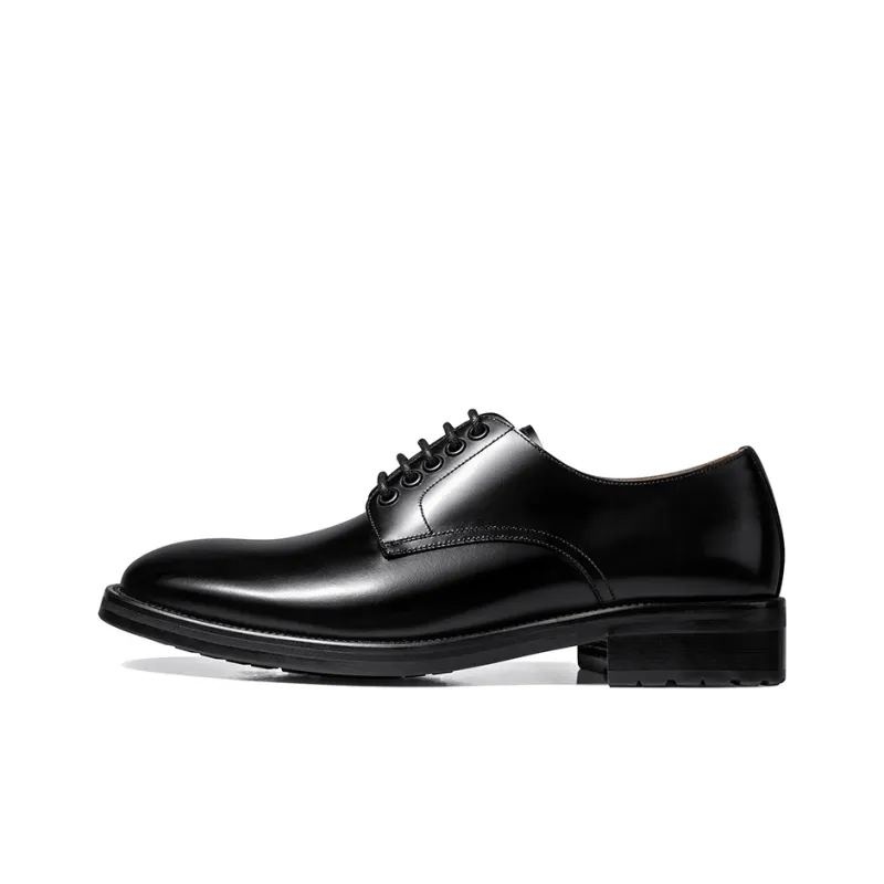 THOM WILLS Business Commute Calfskin Derby Shoes Dress Shoes Men's Black-0