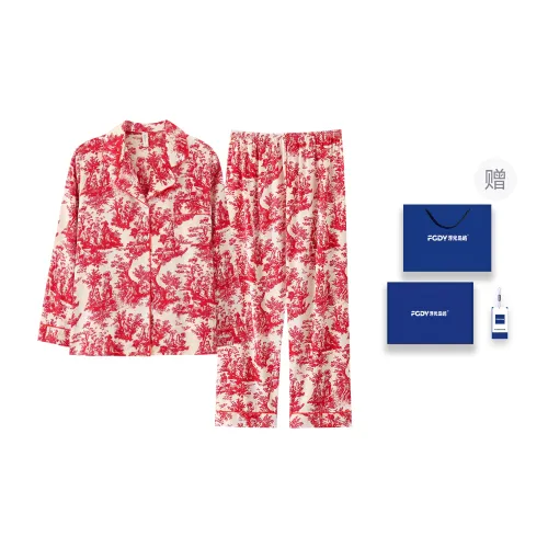 Floating Light Islands Pajama Set Women's Box Red