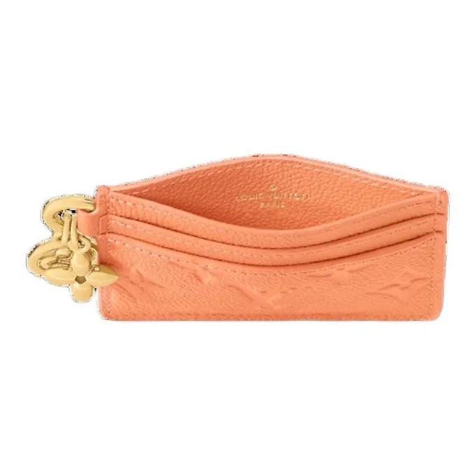 LOUIS VUITTON Leather Card Holder Women's Apricot-3