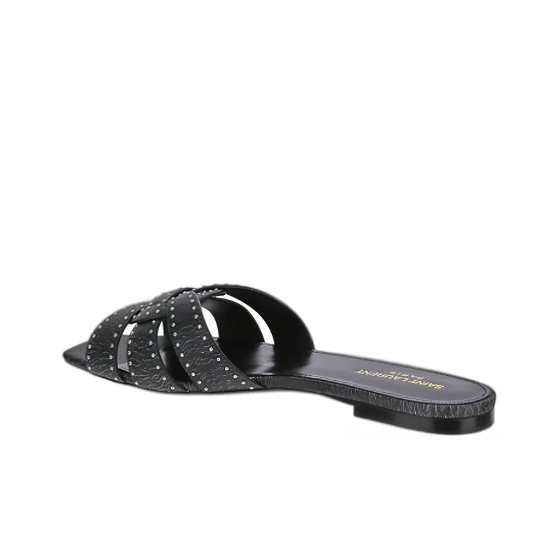 SAINT LAURENT Logo Detailed Studded Slip On Sandals Women's-2